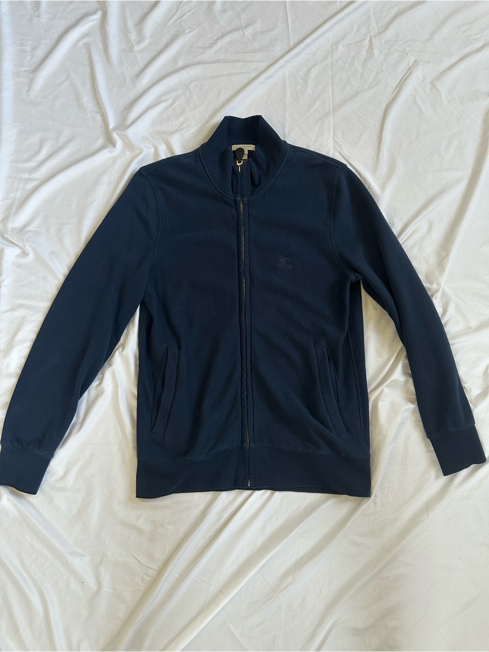Burberry Navy Zip-Up Knit Jacket